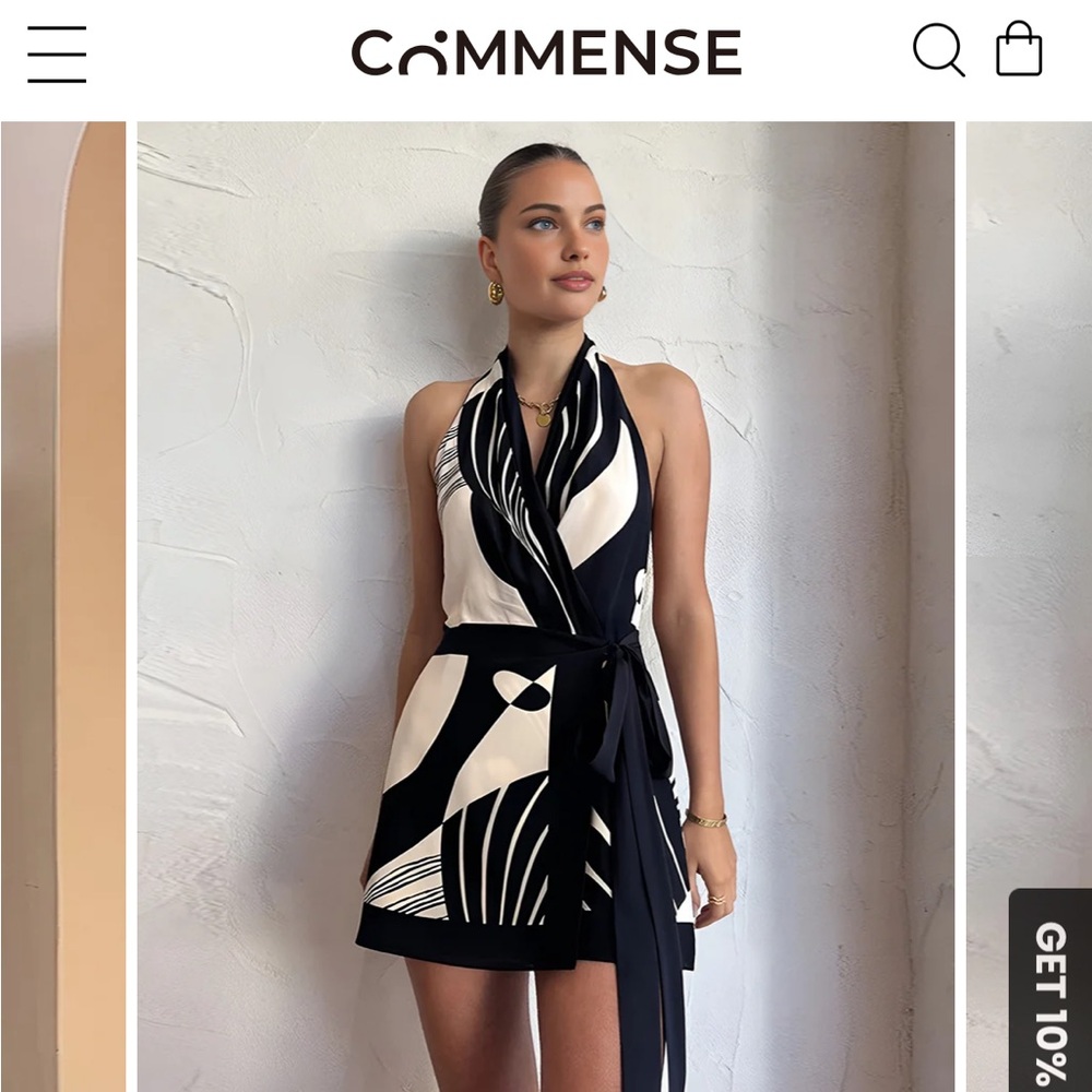 Commense Black and White Asymmetrical A-line Sundress - NWOT